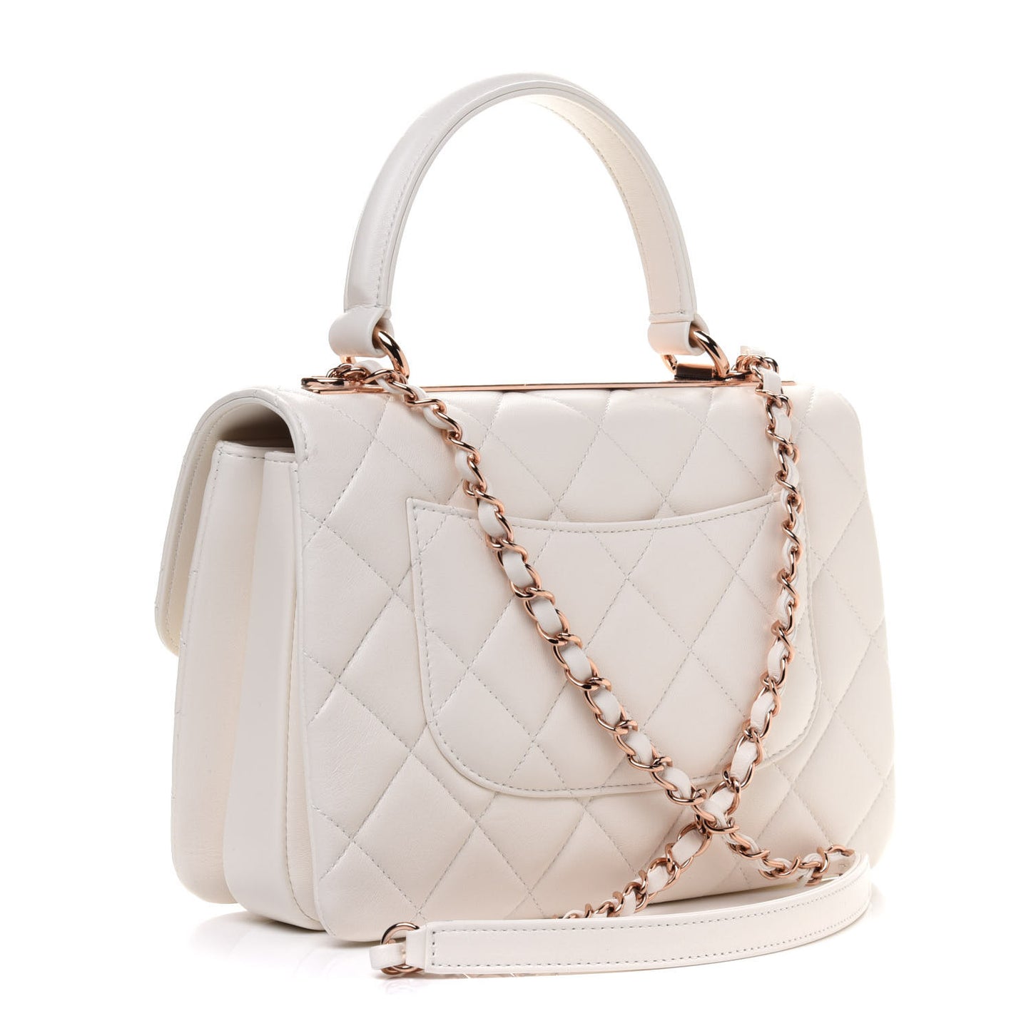 Lambskin Quilted Small Trendy CC Dual Handle Flap Bag White