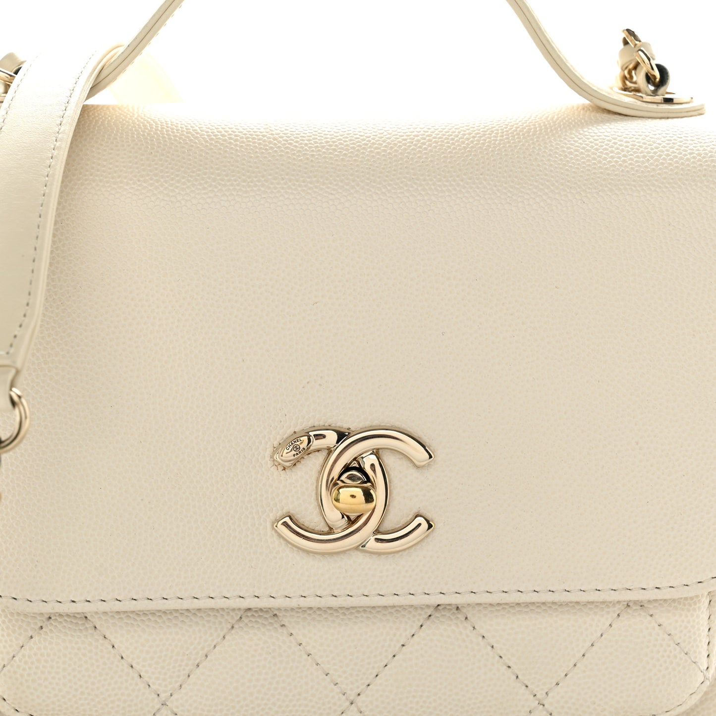 Caviar Quilted Small Business Affinity Flap White