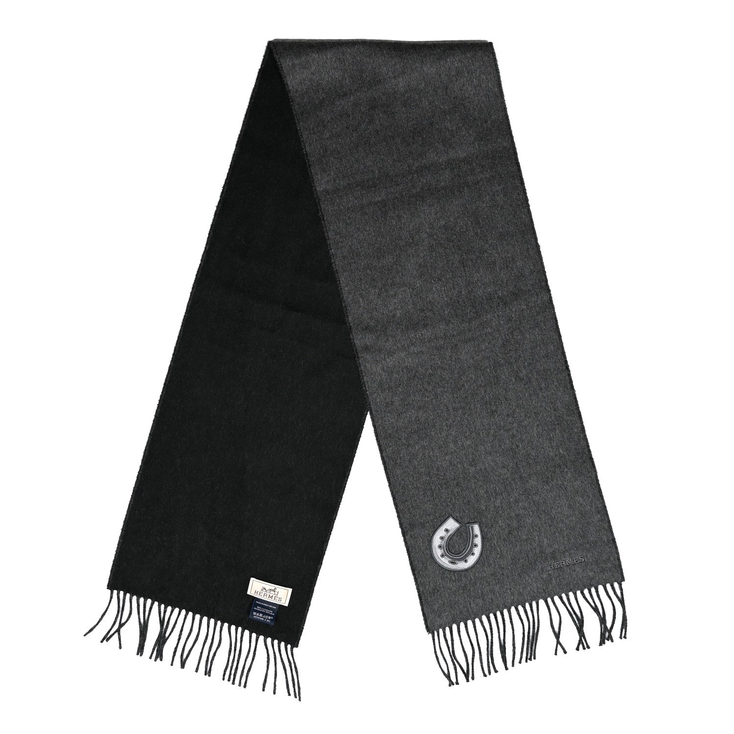 Hermes Cashmere Lucky Muffler Flanelle Black 2 of 3