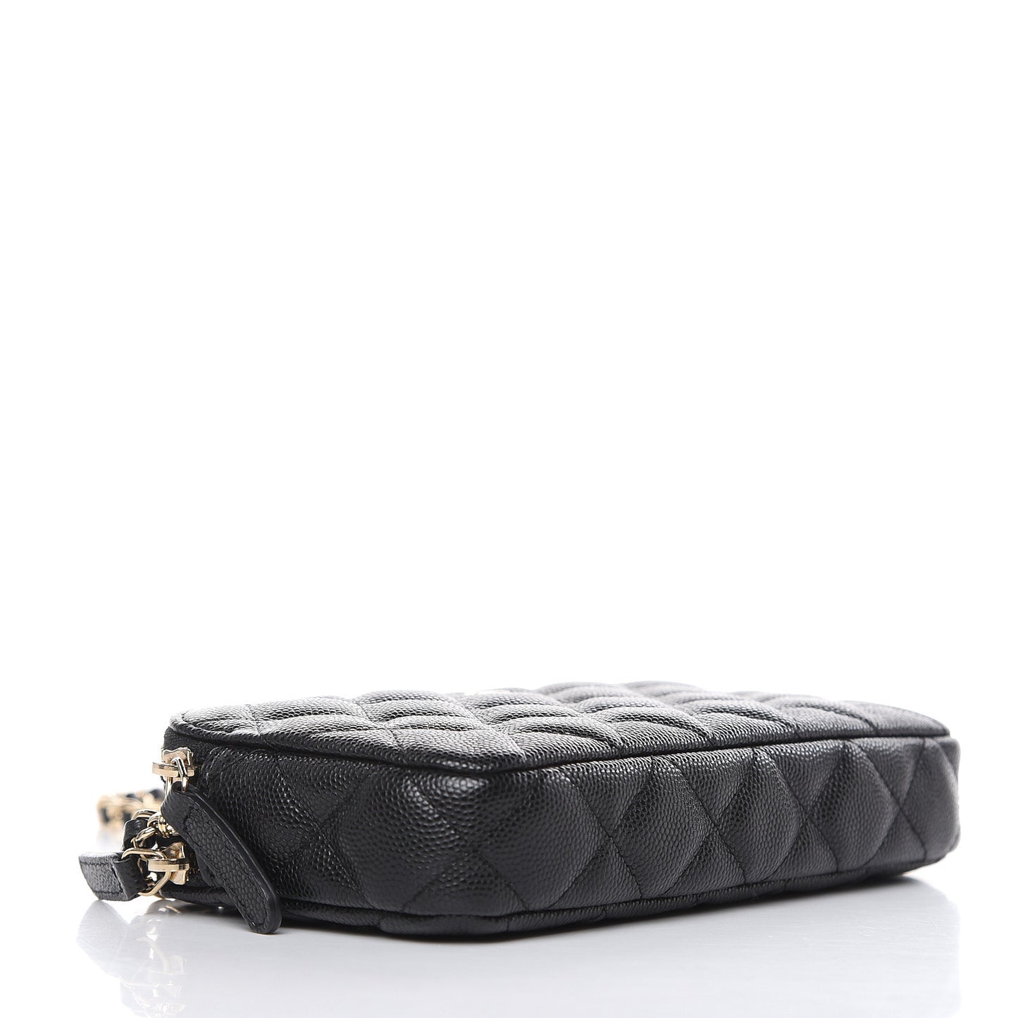 Caviar Quilted Small Clutch With Chain Black