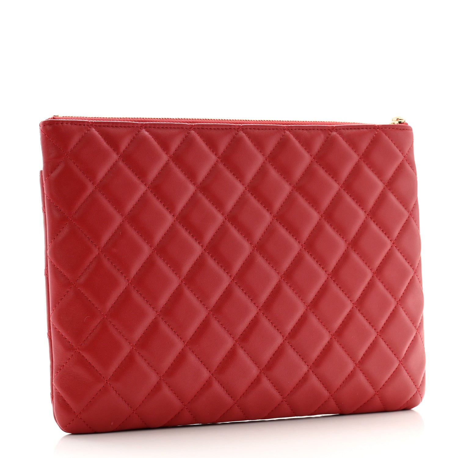 Chanel Lambskin Quilted Flap Cosmetic Case Red 4 of 8