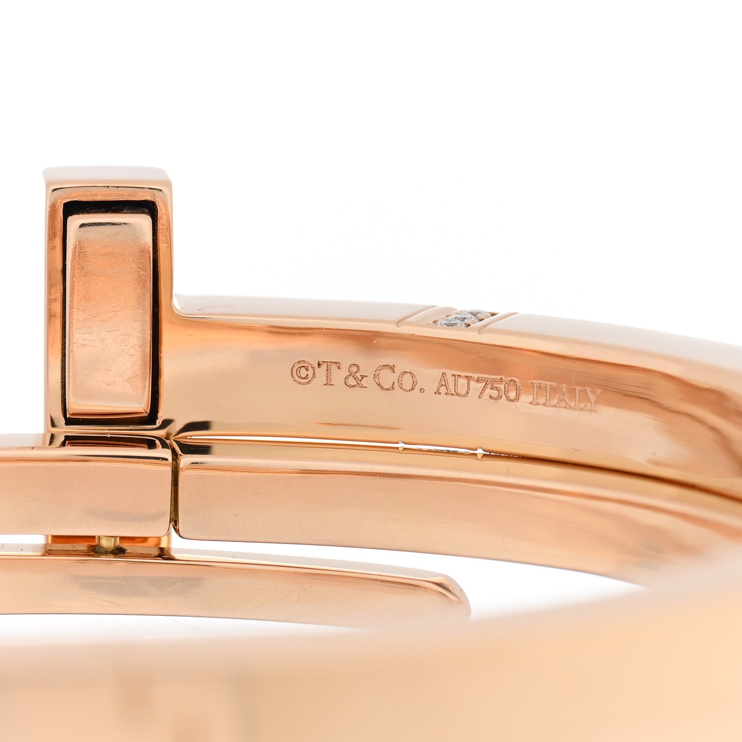 Tiffany 18K Rose Gold Diamond Wide T T1 Hinged Wrap Bangle Bracelet 3 of 3