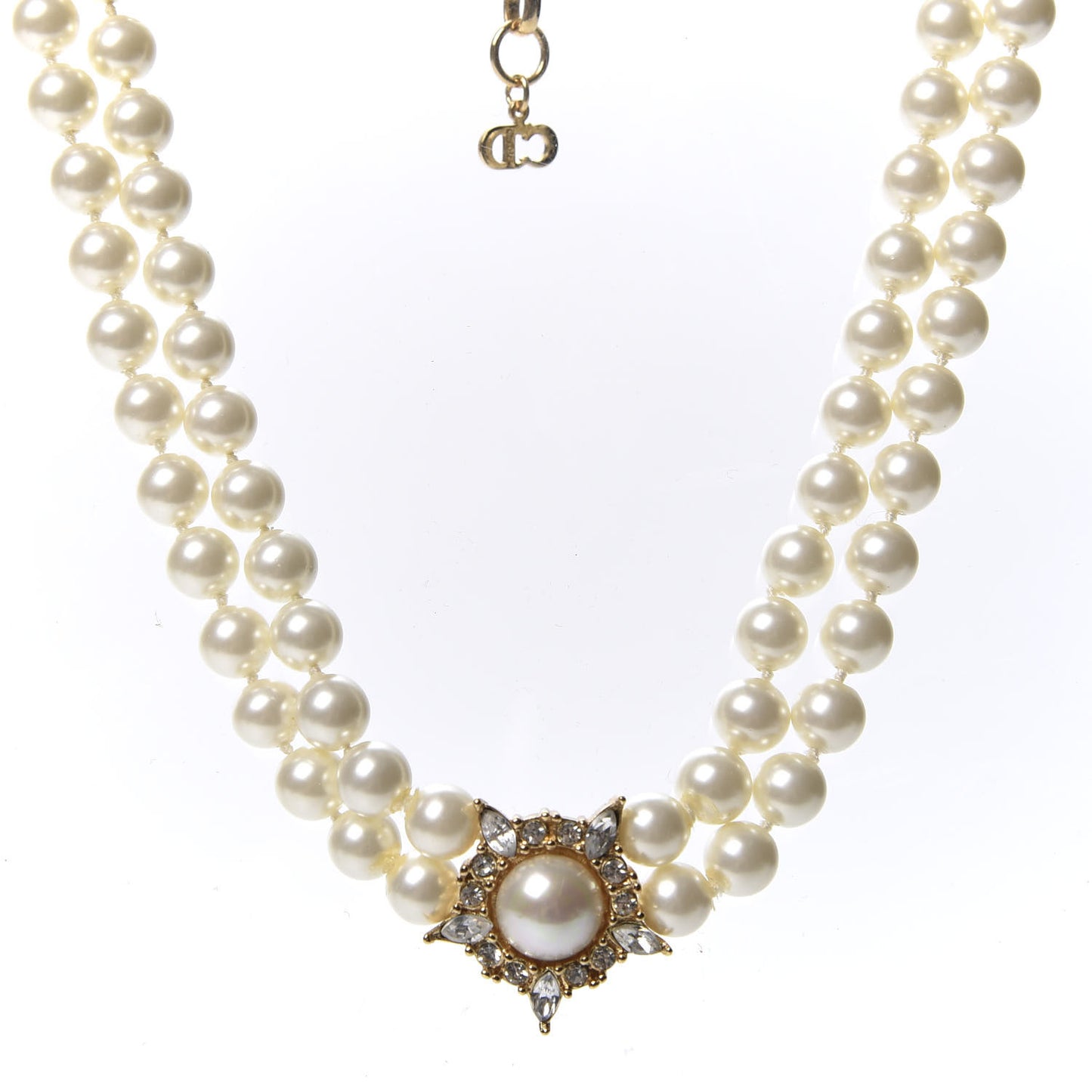 Pearl Crystal Necklace Gold