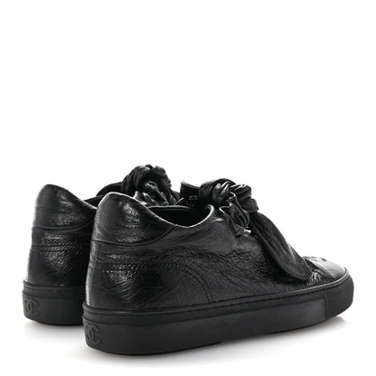 Chanel Crumpled Calfskin Womens CC Bow Sneakers 36.5 Black 5 of 9