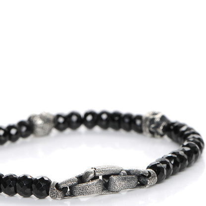 David Yurman Sterling Silver Black Spinel 5mm Spiritual Beads Skull Station Bracelet 6 of 7