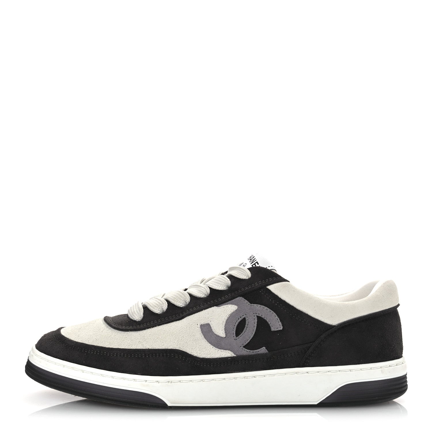 Chanel Suede Kidskin Womens CC Sneakers 40.5 Black White 1 of 11