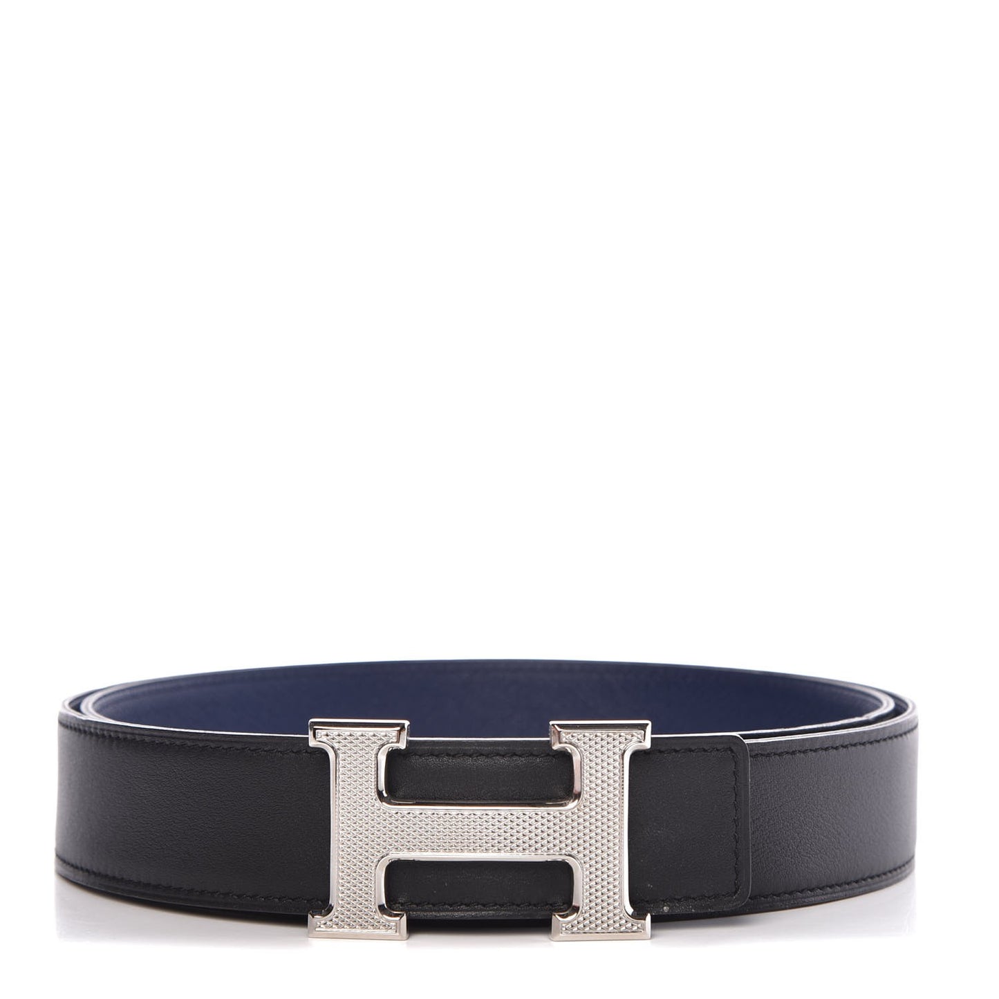 Epsom Swift 32mm Guilloche H Belt 100 Bleu Saphir Black