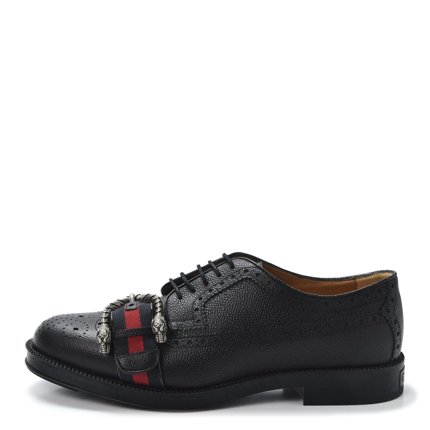 Calfskin Web Mens Queercore Brogue Derby Shoes 7 Black