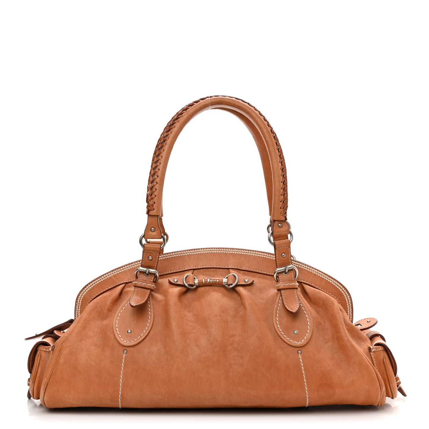 Calfskin Large My Dior Frame Pocket Satchel Brown