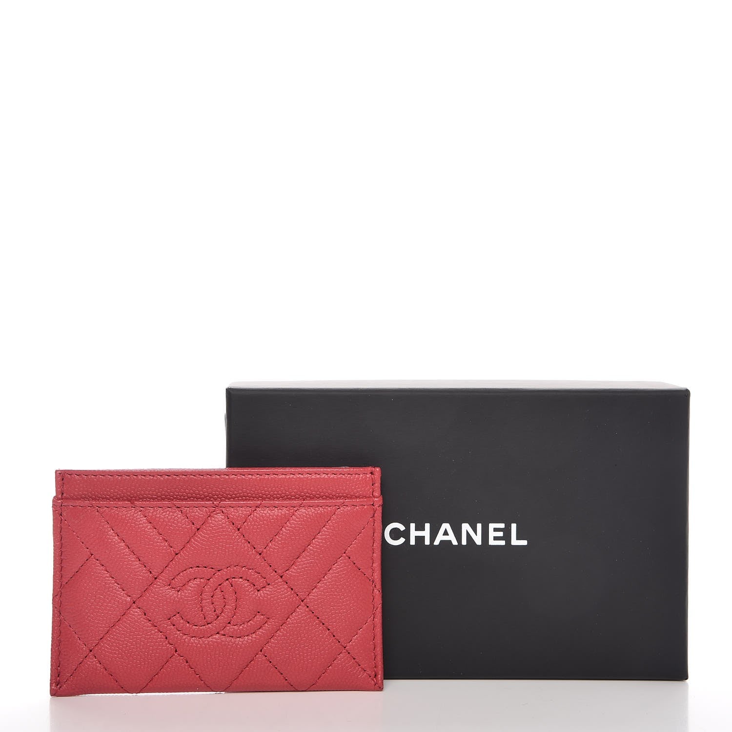 Chanel Caviar Quilted Diamond CC Duo Card Holder Dark Pink 10 of 10