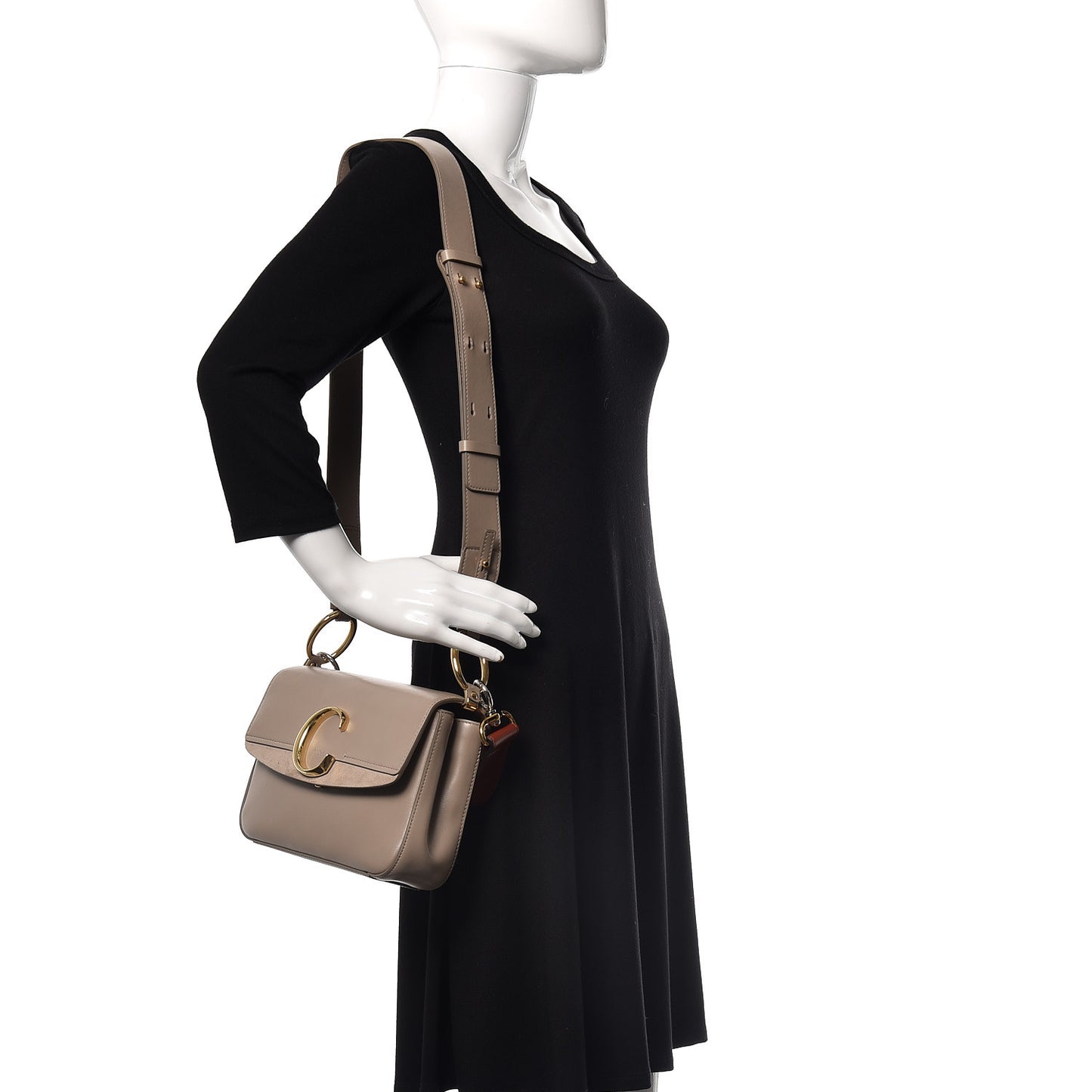 Calfskin Small C Double Carry Motty Grey
