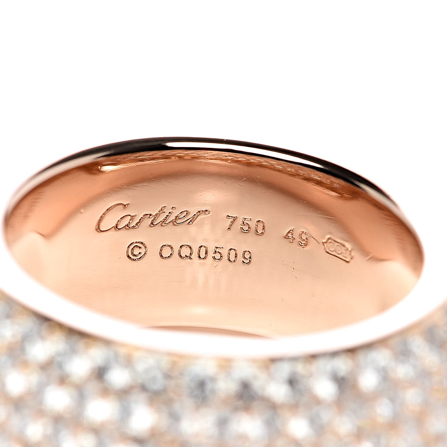 18K Pink Gold Diamond 5 Row Half Paved Band Ring 49 4.75
