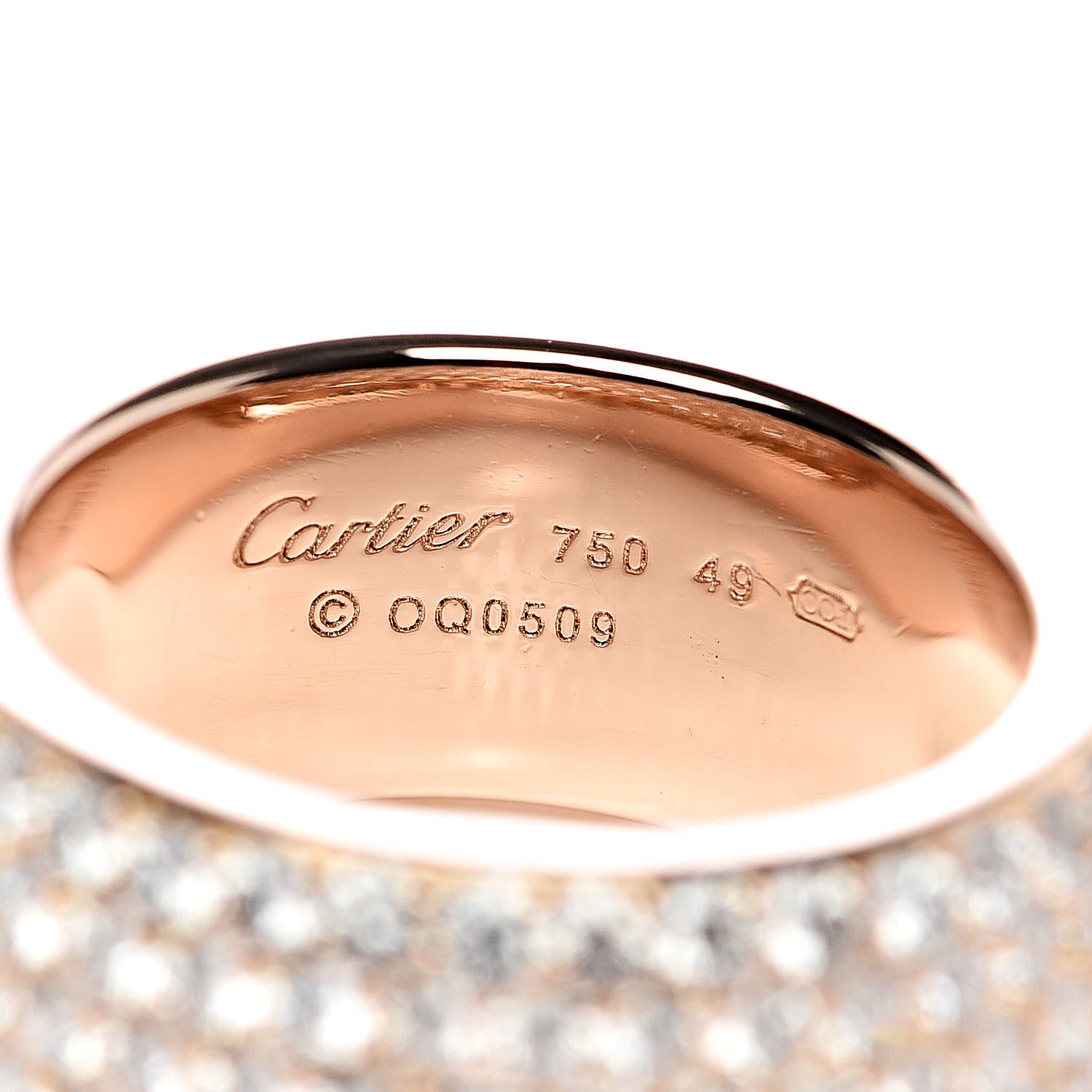 Cartier 18K Pink Gold Diamond 5 Row Half Paved Band Ring 49 4.75 5 of 6