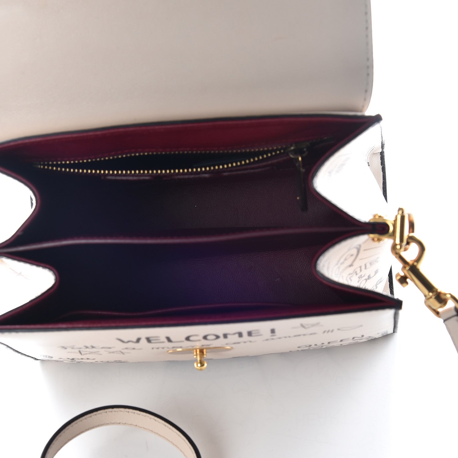Dolce & Gabbana Calfskin Graffiti Printed Welcome Satchel White Black 8 of 13