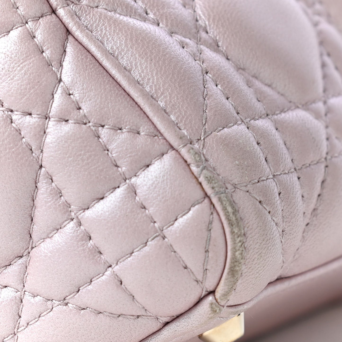 Metallic Lambskin Cannage Mini Lady Dior Lotus