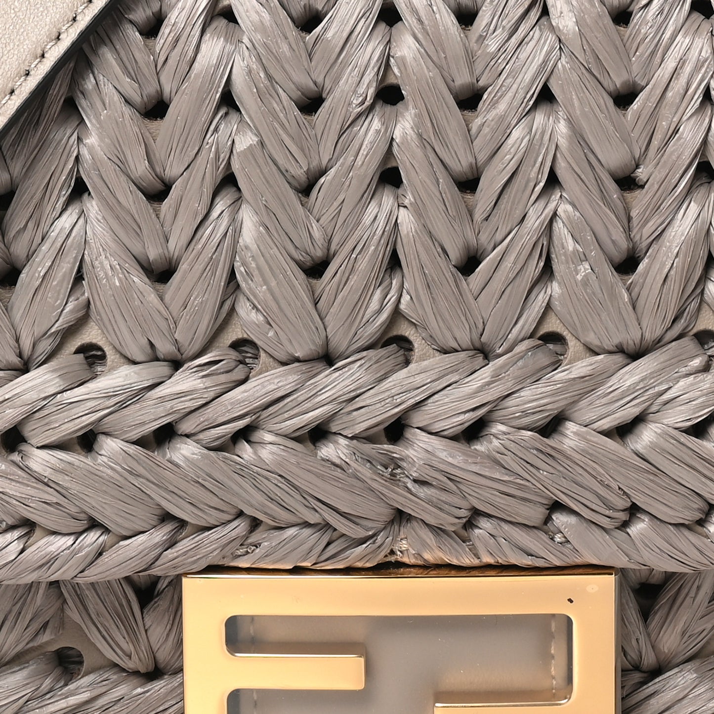 Paglia Vitello Grace FF Woven Baguette Tortora