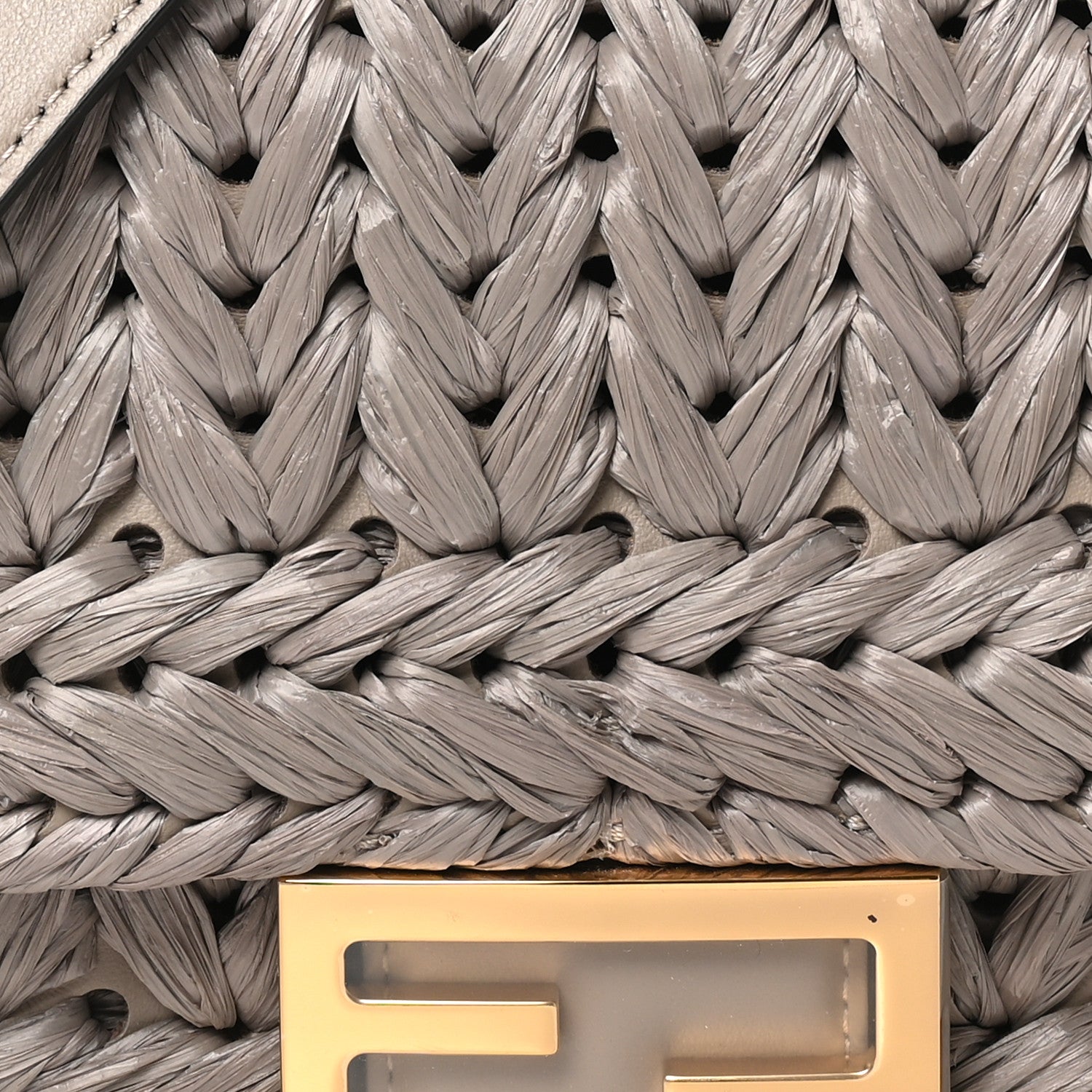 Fendi Paglia Vitello Grace FF Woven Baguette Tortora 7 of 9