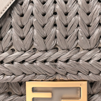 Fendi Paglia Vitello Grace FF Woven Baguette Tortora 7 of 9