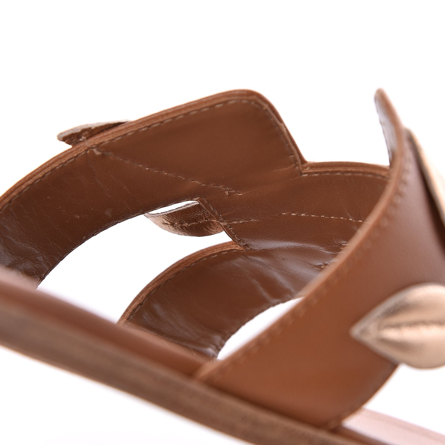 Hermes Laminated Nappa Calfskin Oran Sandals 39 Gold 15 of 18