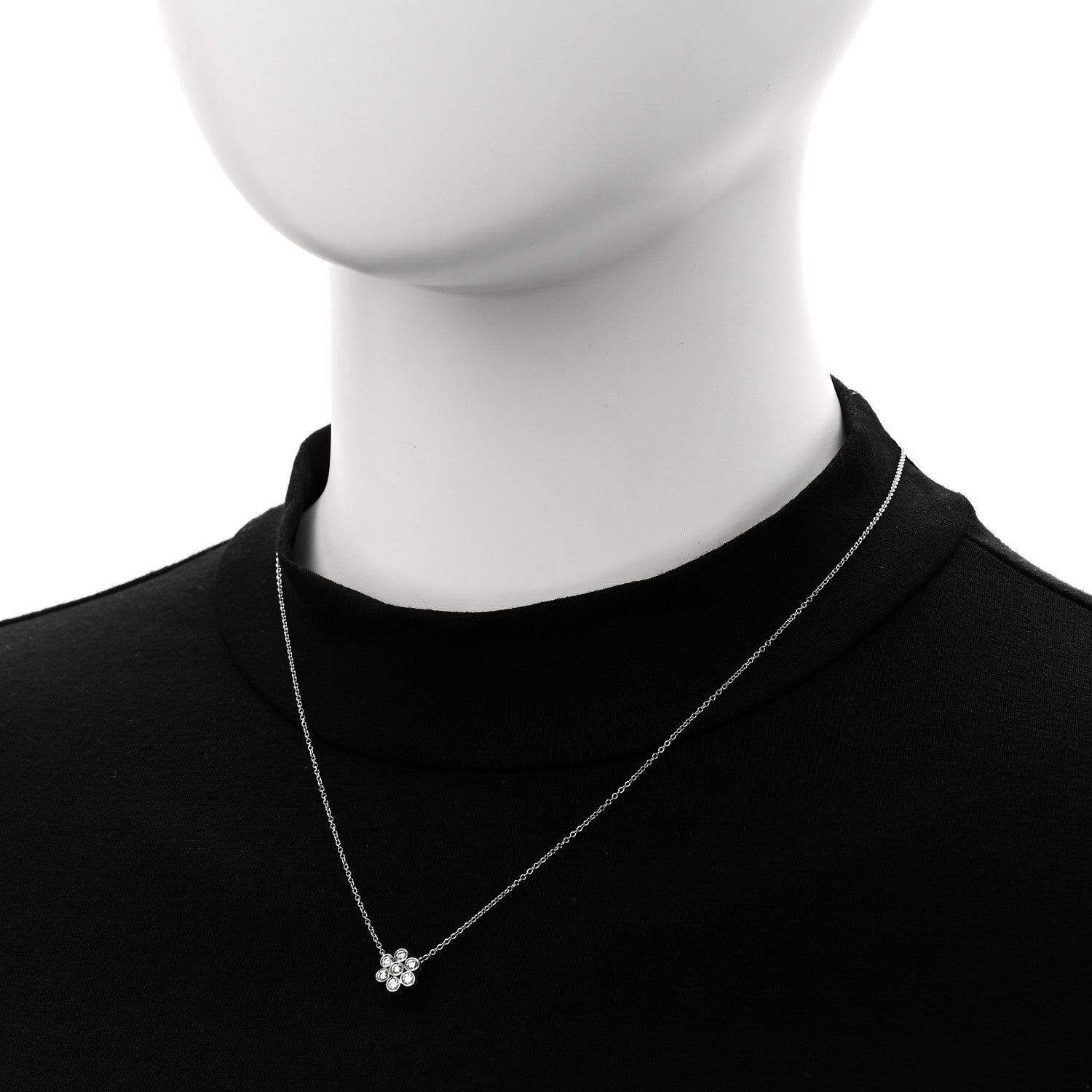 Tiffany Platinum Diamond Flower Pendant Necklace 2 of 6