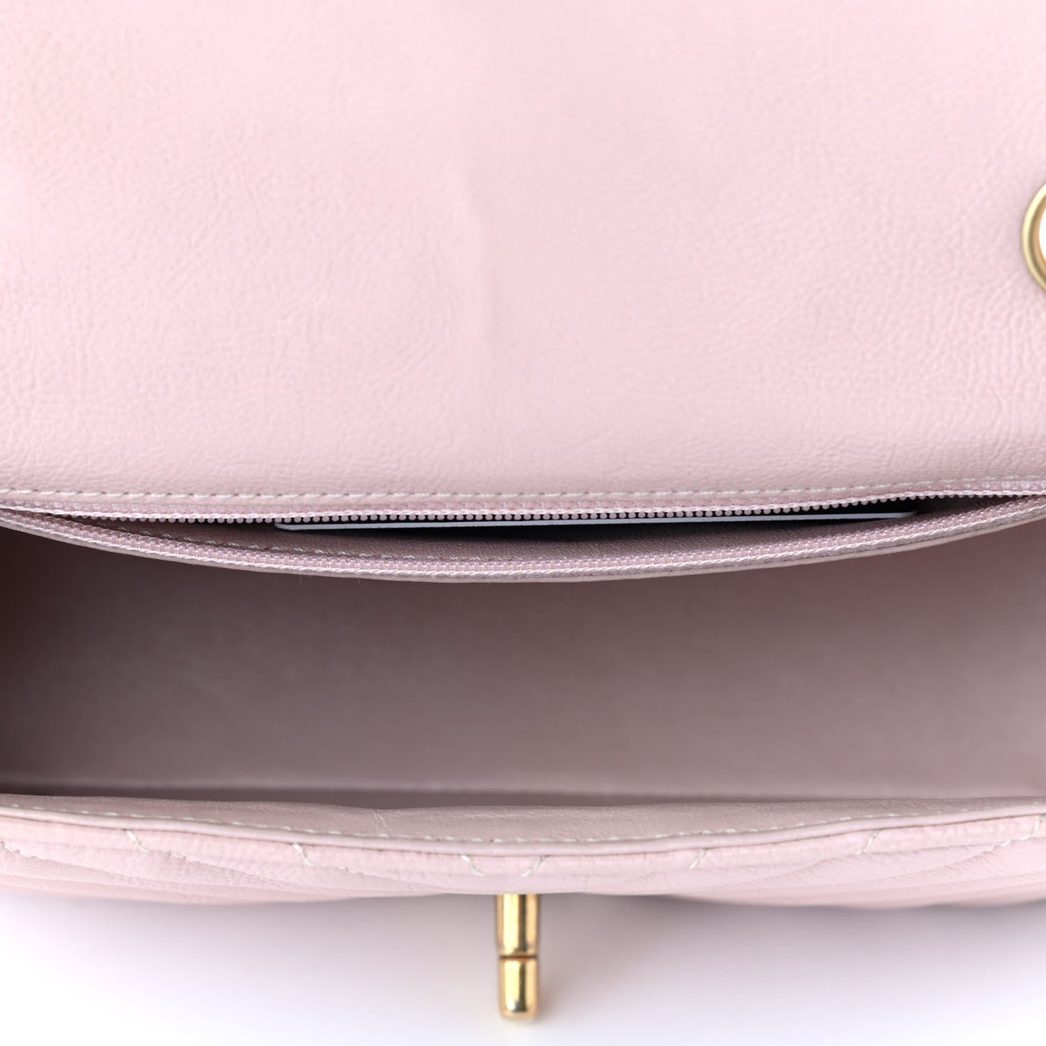 Chanel Calfskin Chevron Quilted Mini Rectangular Flap Light Pink 5 of 9