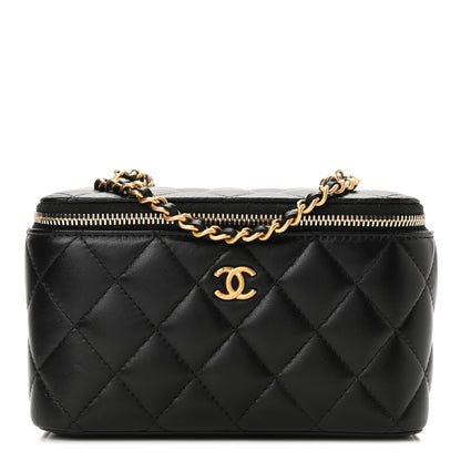 Chanel Lambskin Quilted Small Pearl Crush Vanity Case With Chain Black 1 of 12