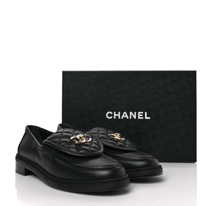 Chanel Lambskin Quilted CC Turnlock Loafers 41 Black 8 of 8