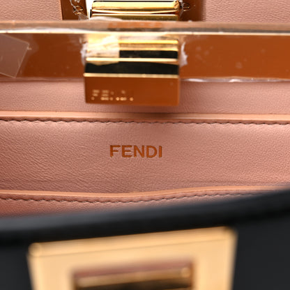 Fendi Vitello King Luxor Shiny Nappa Medium Peekaboo I SEE U East West Satchel Black Light Rose 6 of 8