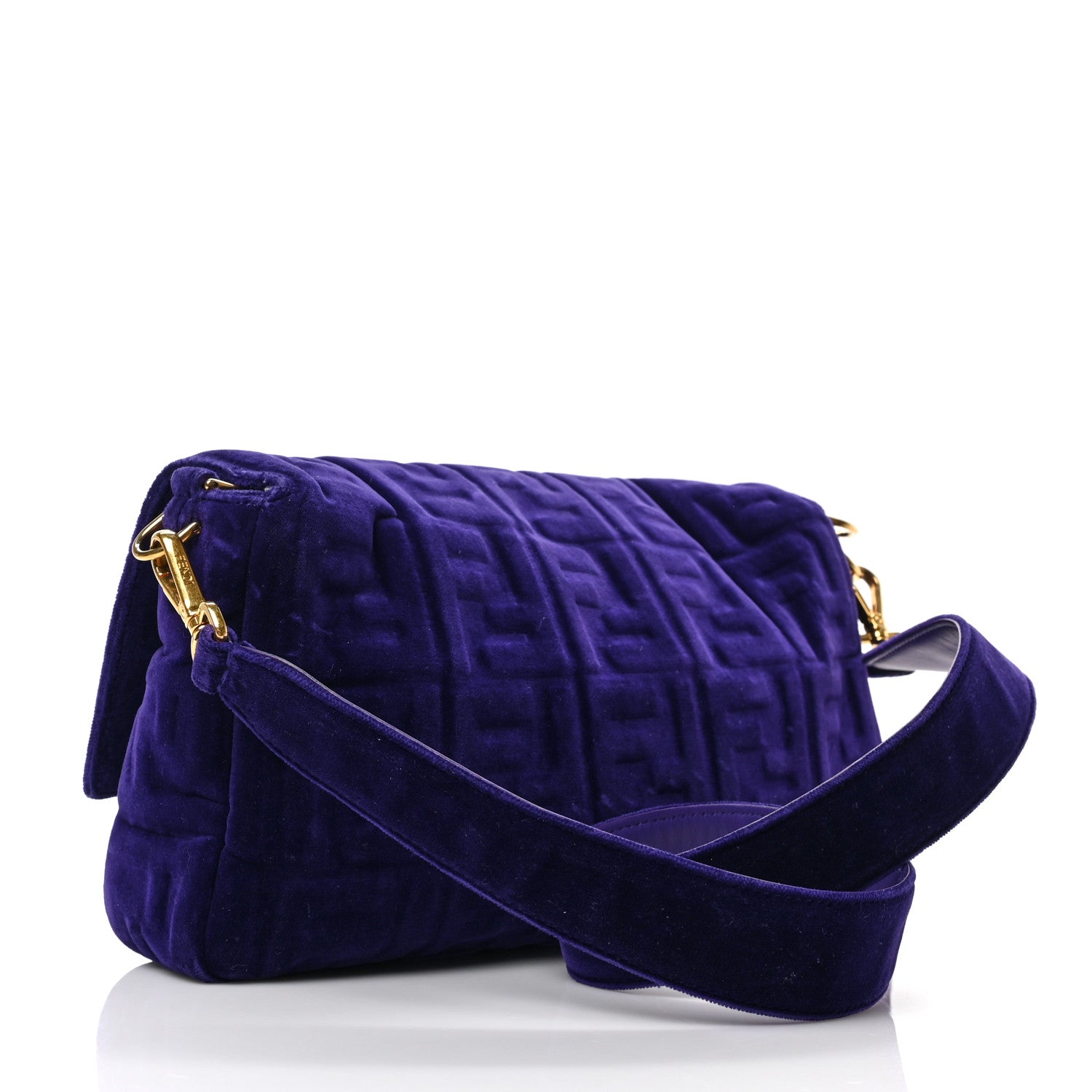 Fendi Velluto FF Embossed Large Baguette Viola Plus 3 of 8
