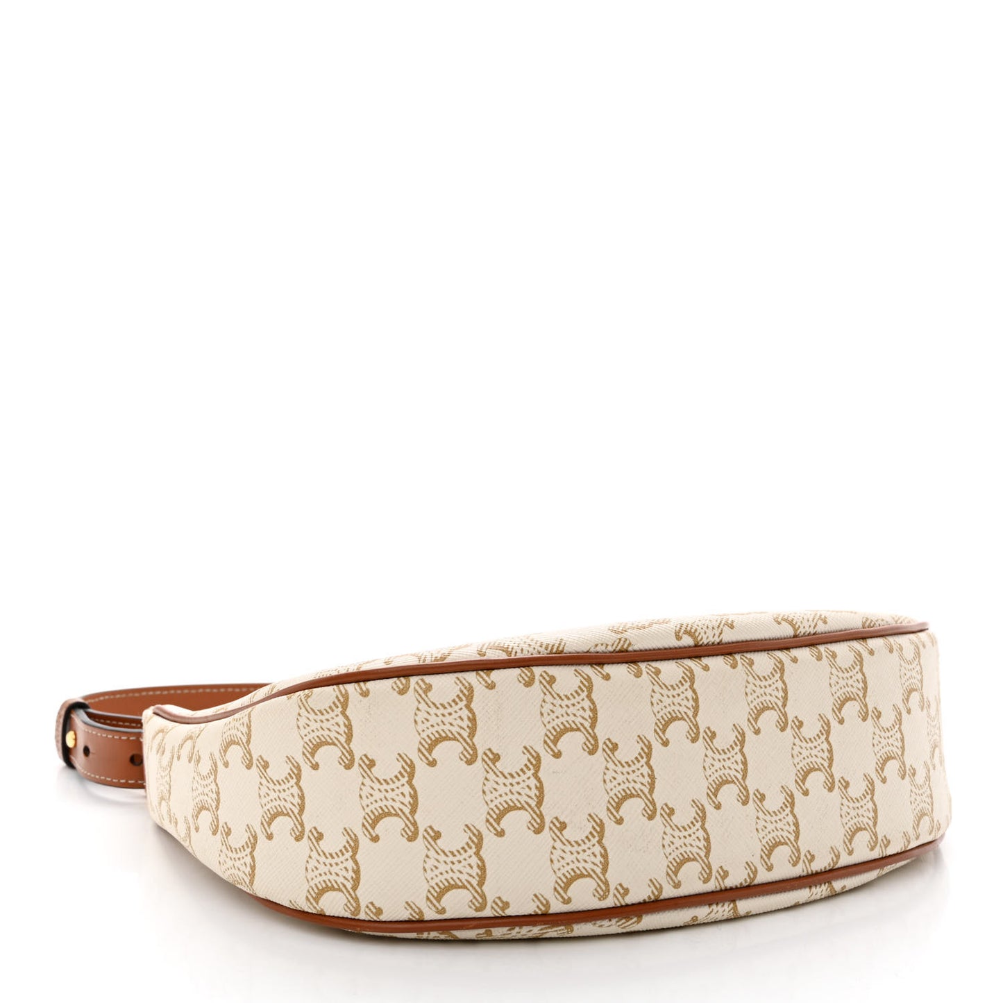 Canvas Calfskin Ava Triomphe Shoulder Bag White