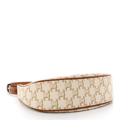 Celine Canvas Calfskin Ava Triomphe Shoulder Bag White 4 of 15