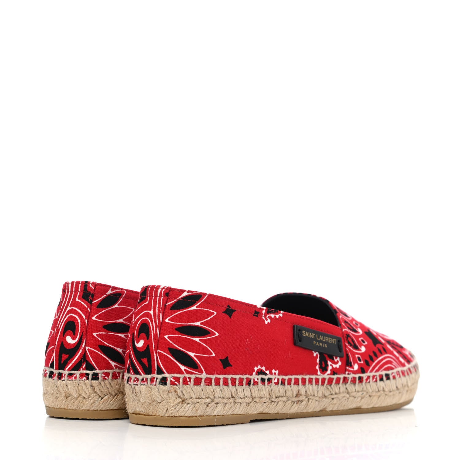 Saint Laurent Bandana Print Canvas Espadrilles 36 Red 3 of 4