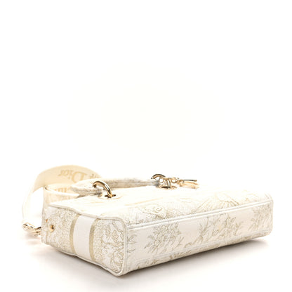 Christian Dior Canvas Embroidered Medium Jardin D'Hiver Lady D-Joy White Gold 5 of 11
