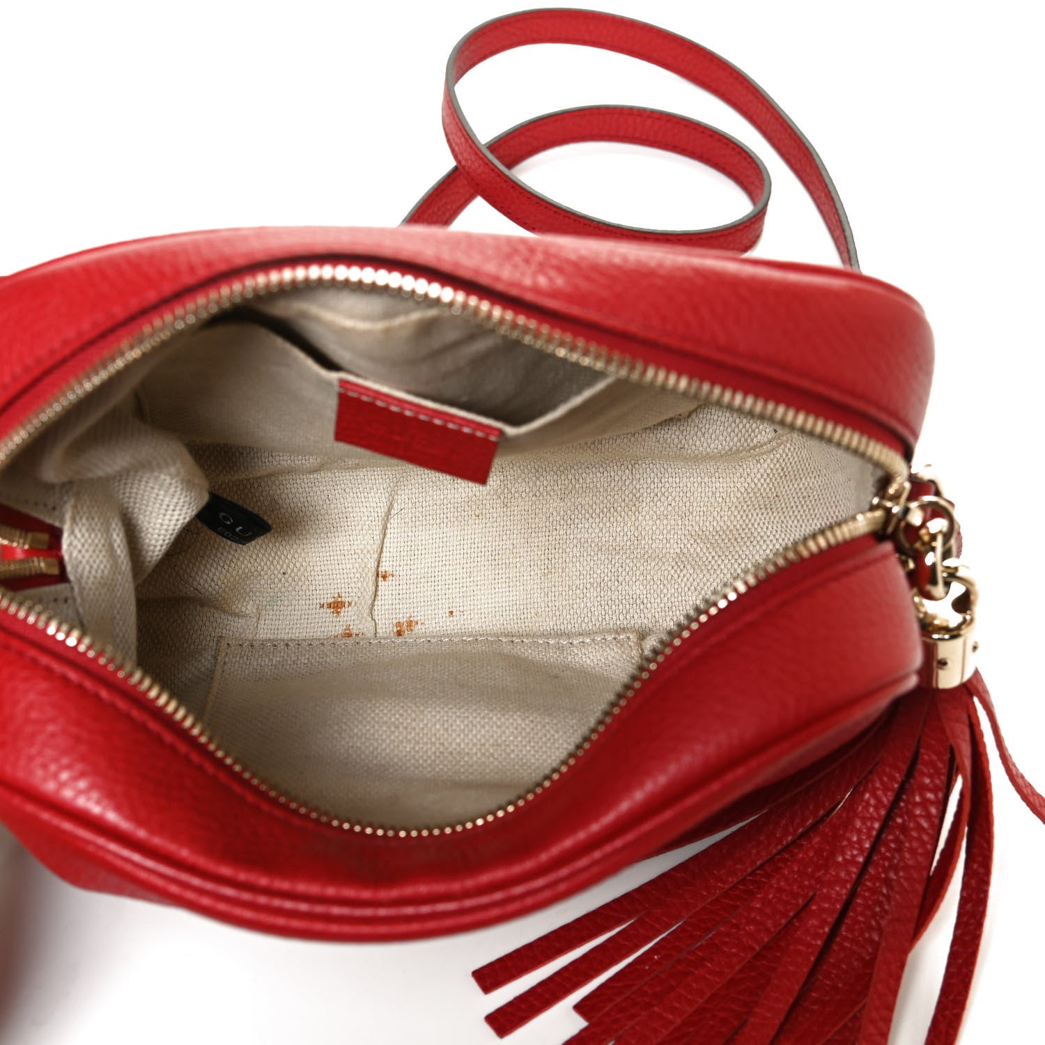 Gucci Pebbled Calfskin Small Soho Disco Bag Tabasco Red 5 of 14