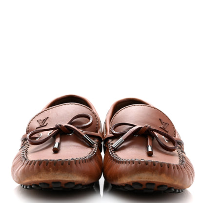 Louis Vuitton Calfskin Mens Arizona Car Shoe Moccasin Loafers 8 Brown 3 of 13