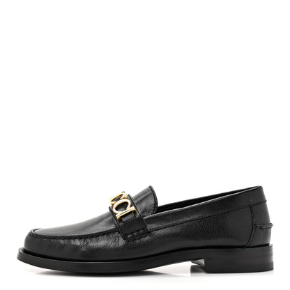 Gucci Goatskin Womens Logo 15mm Loafers 37.5 Black 1 of 10