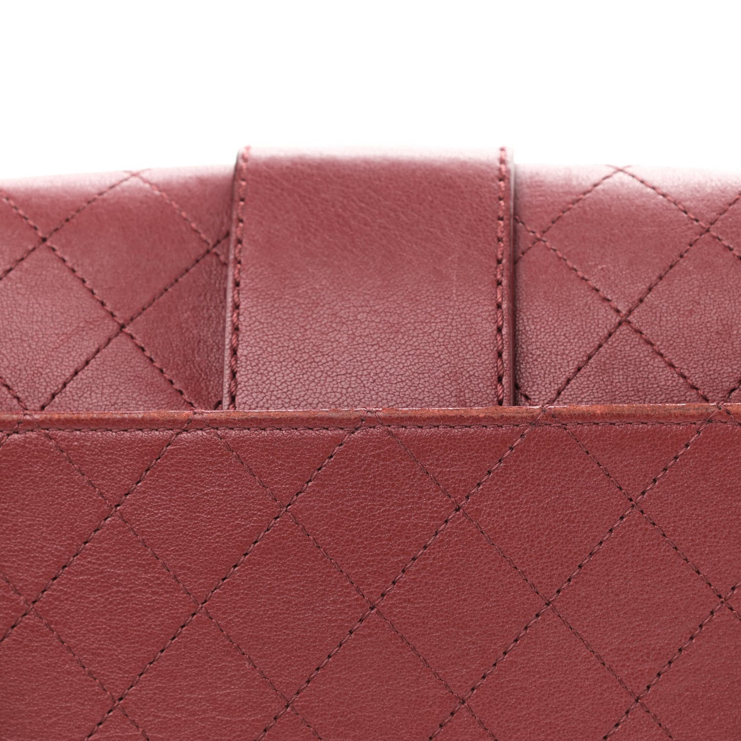 Sheepskin Stitched Chain Large Flap Bag Red