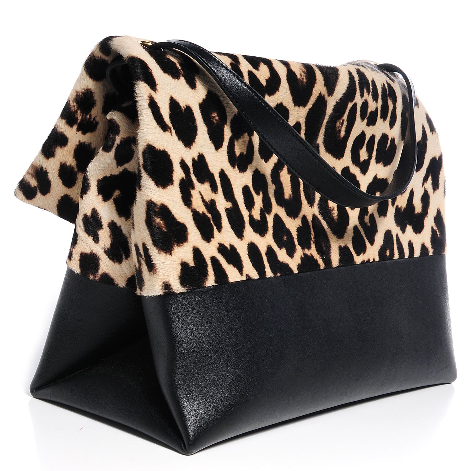 Celine Pony Hair Calfskin Leopard Print All Soft Tote Black 3 of 7