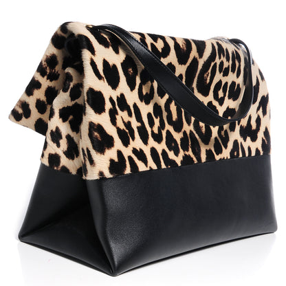 Celine Pony Hair Calfskin Leopard Print All Soft Tote Black 3 of 7