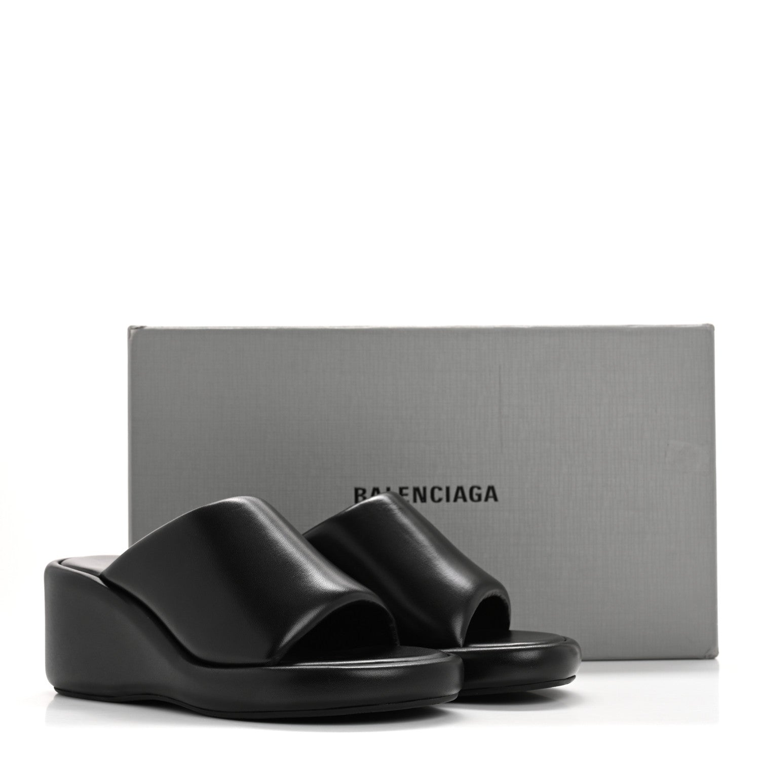 Balenciaga Smooth Nappa Logo Rise Wedge Sandals 36 Black 11 of 11