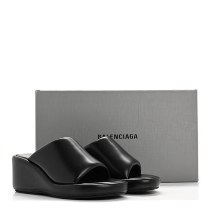 Balenciaga Smooth Nappa Logo Rise Wedge Sandals 36 Black 11 of 11