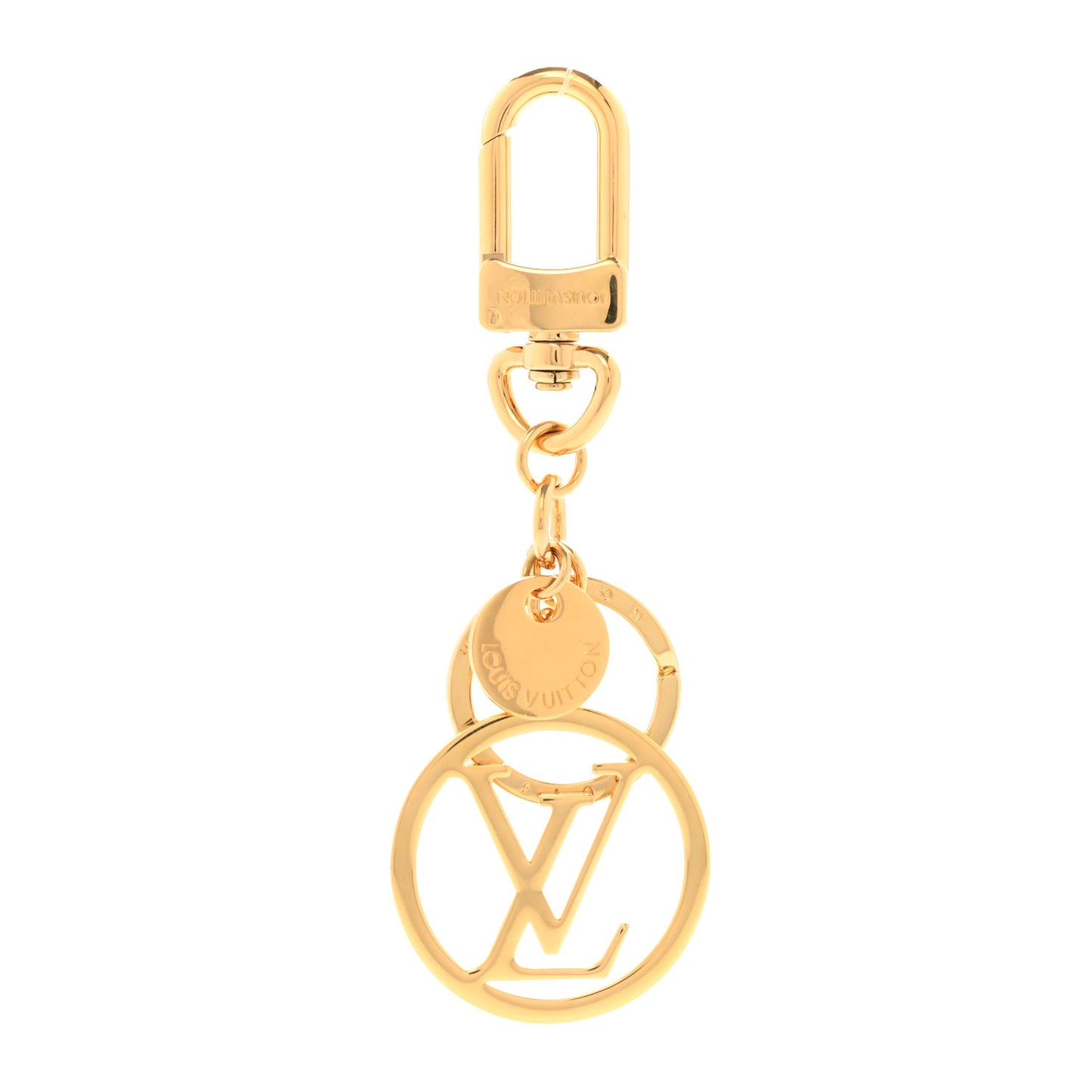 Metal LV Circle Bag Charm Key Holder Gold