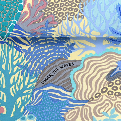 Hermes Silk Under The Waves Scarf 90 Aqua Rose Pale Turquoise 2 of 6