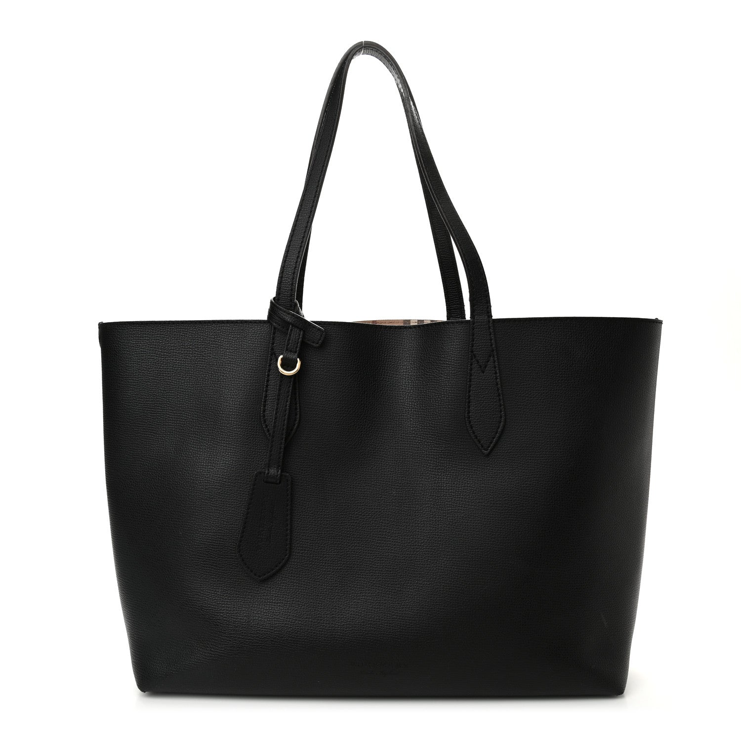 Burberry Grainy Calfskin Haymarket Check Medium Reversible Tote Black 1 of 21