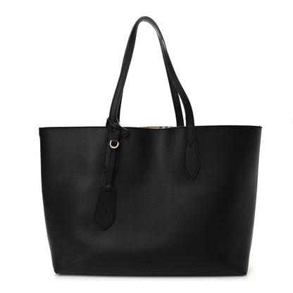 Burberry Grainy Calfskin Haymarket Check Medium Reversible Tote Black 1 of 21