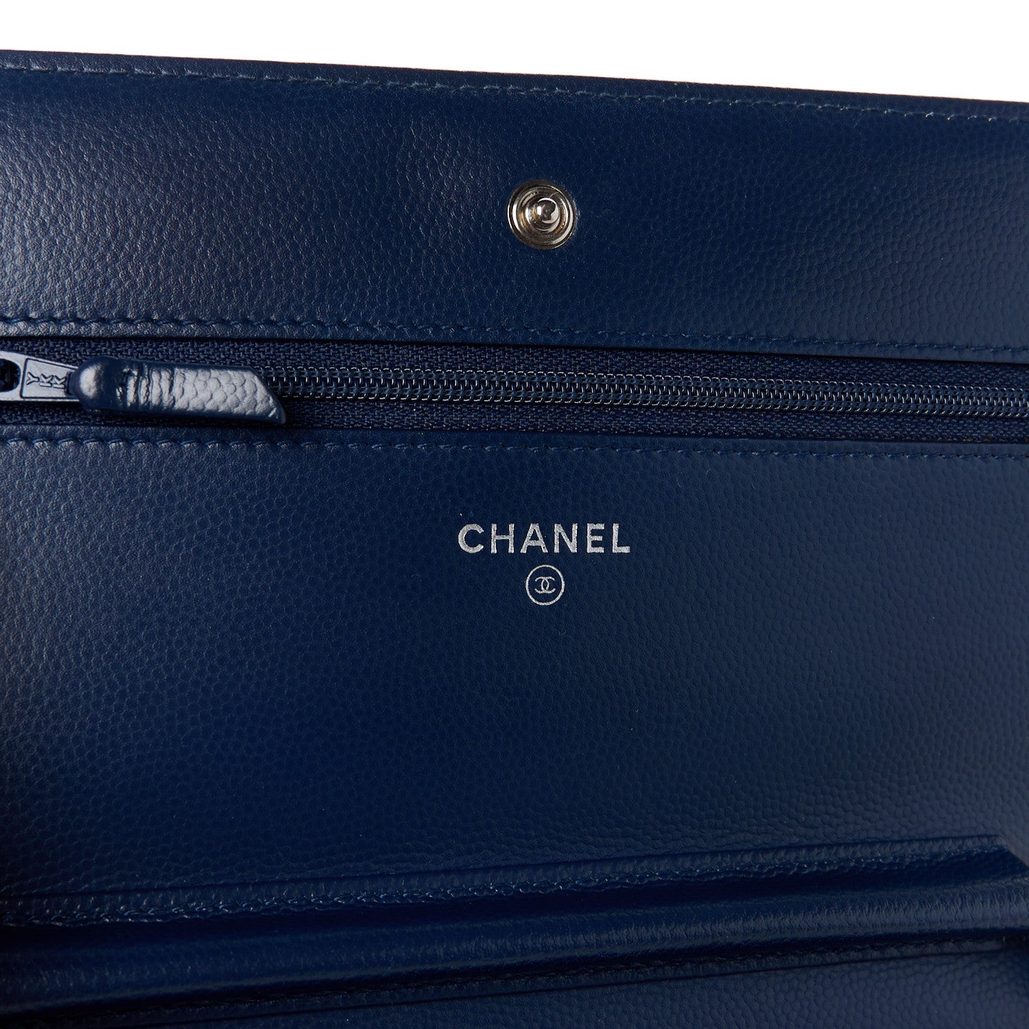 Chanel Caviar Chevron Wallet On Chain WOC Navy 5 of 10