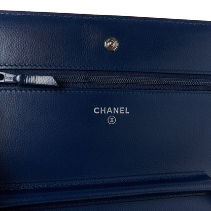 Chanel Caviar Chevron Wallet On Chain WOC Navy 5 of 10