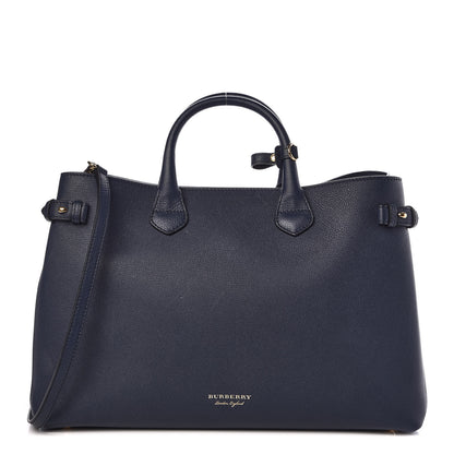 Burberry Grainy Calfskin House Check Large Banner Tote Midnight Blue 1 of 15