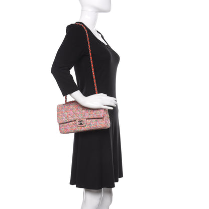 Chanel Tweed Quilted Medium Double Flap Pink 2 of 12