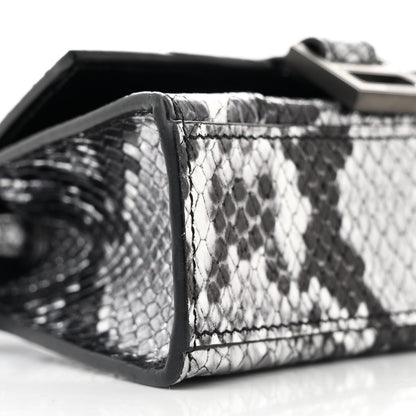 Balenciaga Shiny Calfskin Snakeskin Effect Hourglass Top Handle Bag Mini Silver Black 9 of 10